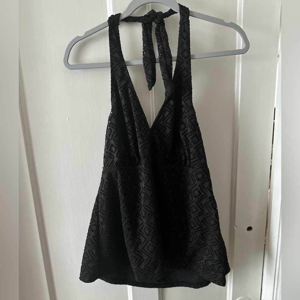 Halter top bathing suit top - black - tankini